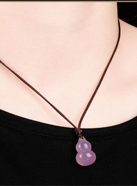 天然冰种粉色玉髓吊坠粉红玛瑙项链平安扣四季豆佛公水滴如意葫芦