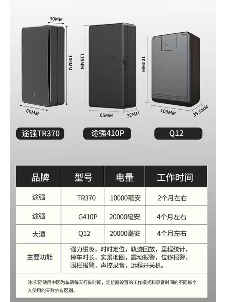 途强车载4ggps强磁订位定仪器超长待机汽车跟踪无线jps订位追跟器 - 图2