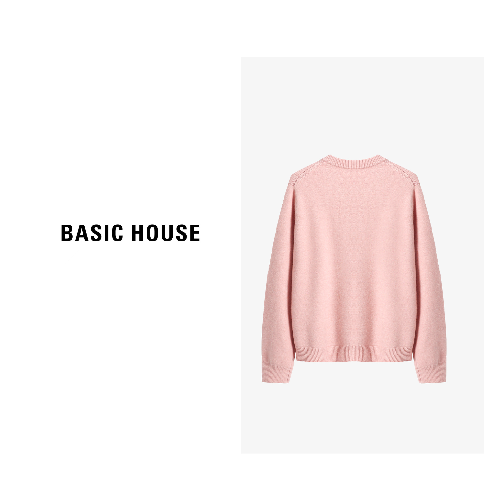 Basic House/百家好小怪兽刺绣毛衣开衫女春季甜美小香风外搭上衣