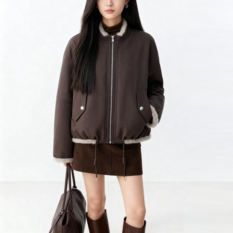 百家好双面穿设计感毛绒短外套女2025冬季新款高级感保暖夹克外套,淘宝优惠券,粉丝福利购,淘宝优惠卷
