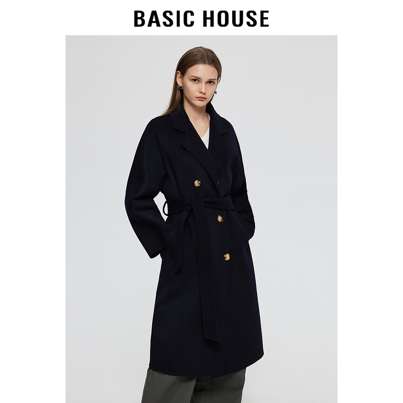 Basic House/百家好呢大衣2023冬新款通勤羊毛毛呢外套女