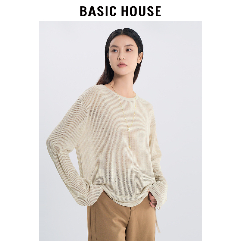 Basic House/百家好休闲舒适百搭通勤圆领针织衫B0633B5W592 - 图0