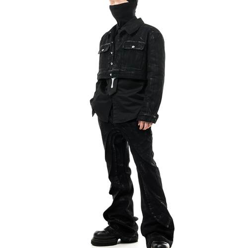 SCD crowd 24秋冬 清仓价 不退 介意勿拍 涂层刷蜡牛仔短款外套男 - 图1