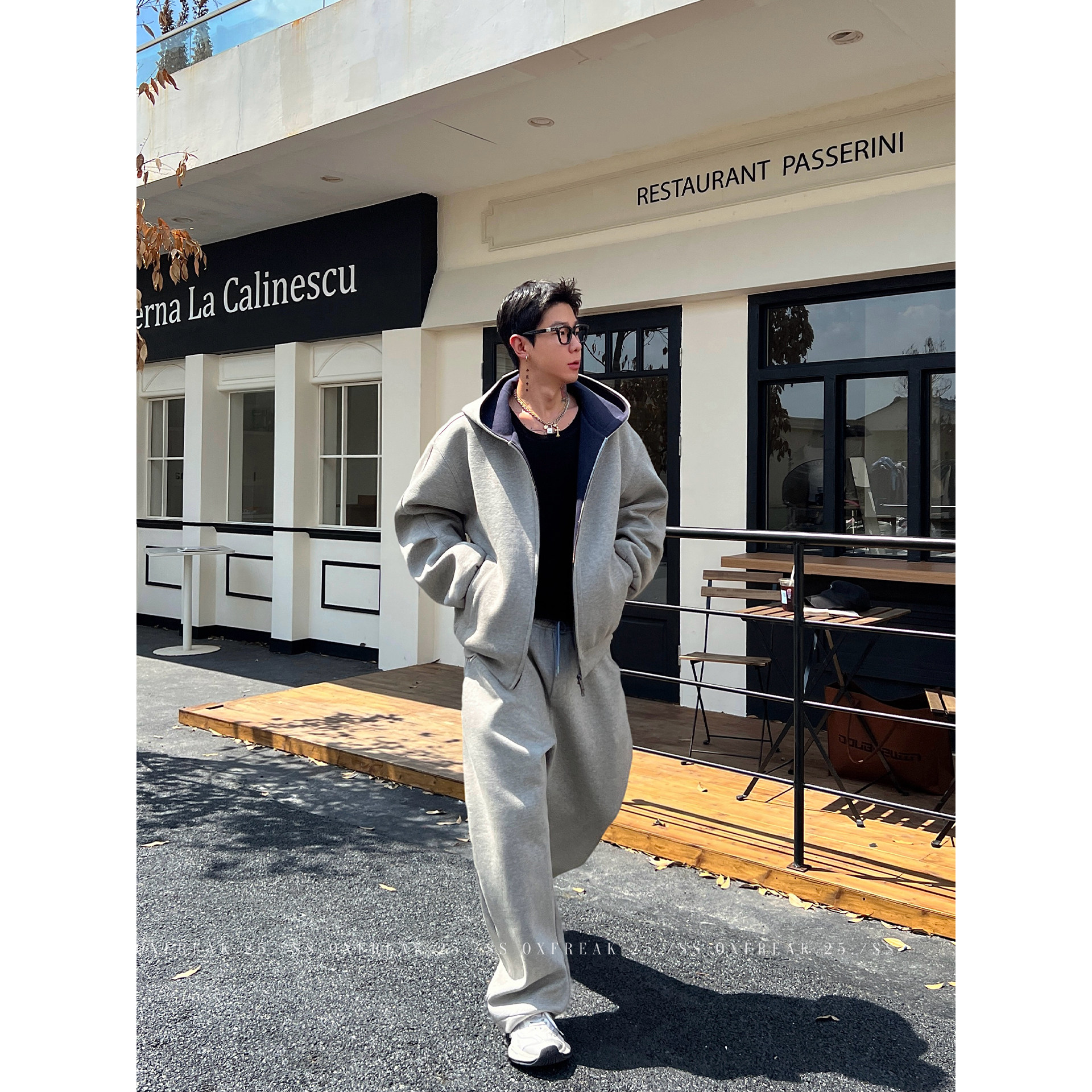 大码300斤美式撞色灰色重磅连帽卫衣男宽松阔腿弯刀痞帅卫裤套装,淘宝优惠券,粉丝福利购,淘宝优惠卷