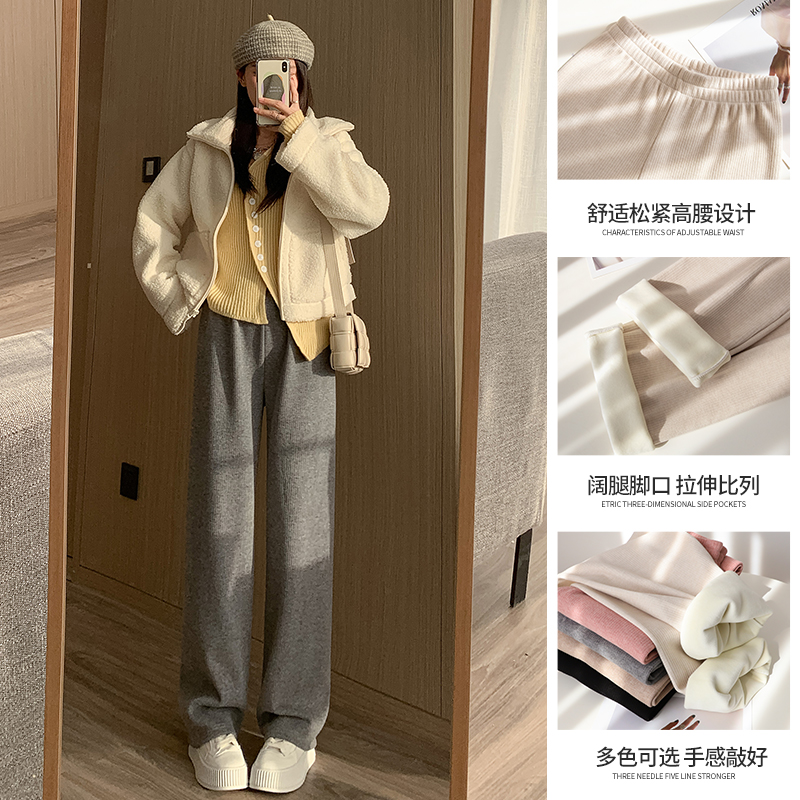 【2023】直筒褲女冬季新款寬松休閑垂感拖地窄版直筒褲高腰闊腿褲_VOCKOO旗艦店_女裝/女士精品