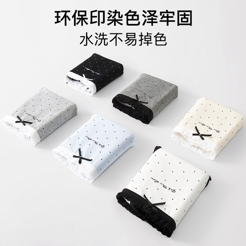 君芙姿内裤女纯棉2025新款10A抗菌加长裆甜美波点女生中腰三角裤 - 图3