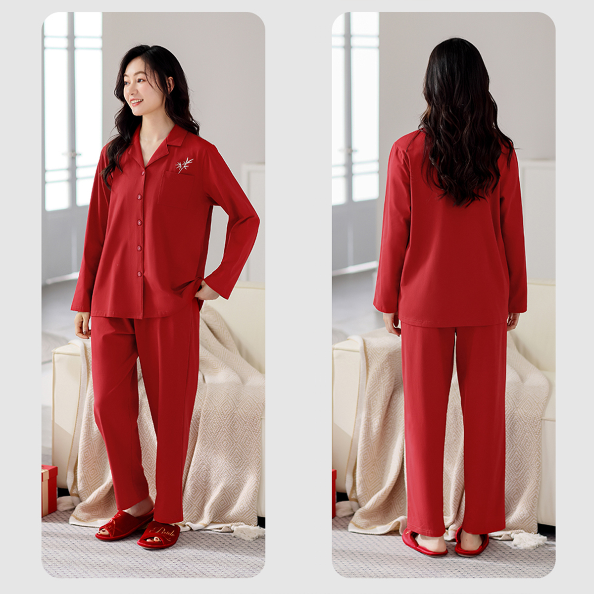 红色睡衣女款纯棉春秋长袖2024新款套装喜庆女士结婚本命年家居服