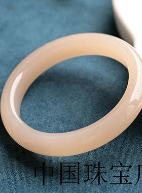 精选新疆和田玉手镯藕粉色玉镯裸粉色正圈玉石镯子高端时尚百搭款