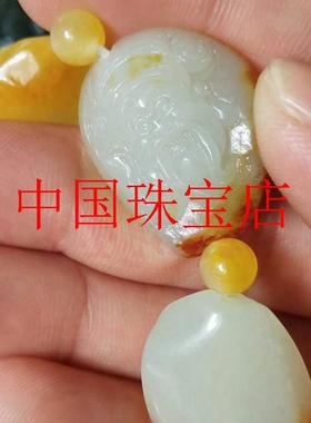 和田玉原石雕刻财神手串男款随型十八罗汉手持沁红皮佛头多宝手链