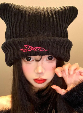 宁艺卓同款甜酷辣妹护目镜毛线帽