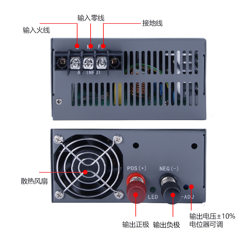 mwel大功率S-1500/2000W开关电源交流220V转直流12V24V36V48V可调