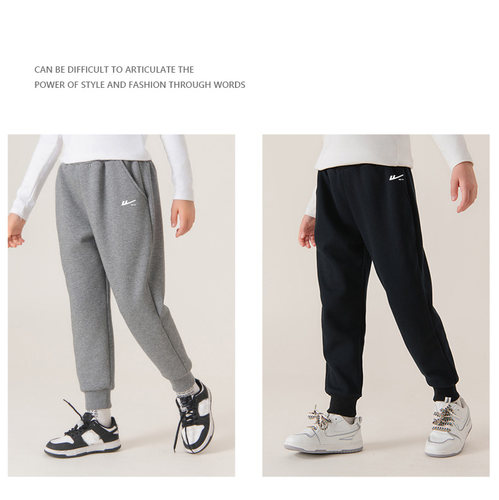 回力儿童裤子男童2025新款加绒长裤中大童加厚女童保暖一体绒冬装 - 图1