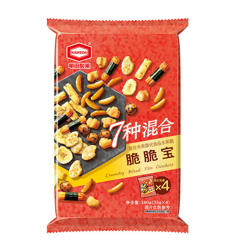 【百补专属】龟田制果柿子种米果脆脆宝7种混合网红零食140g*2 - 图3