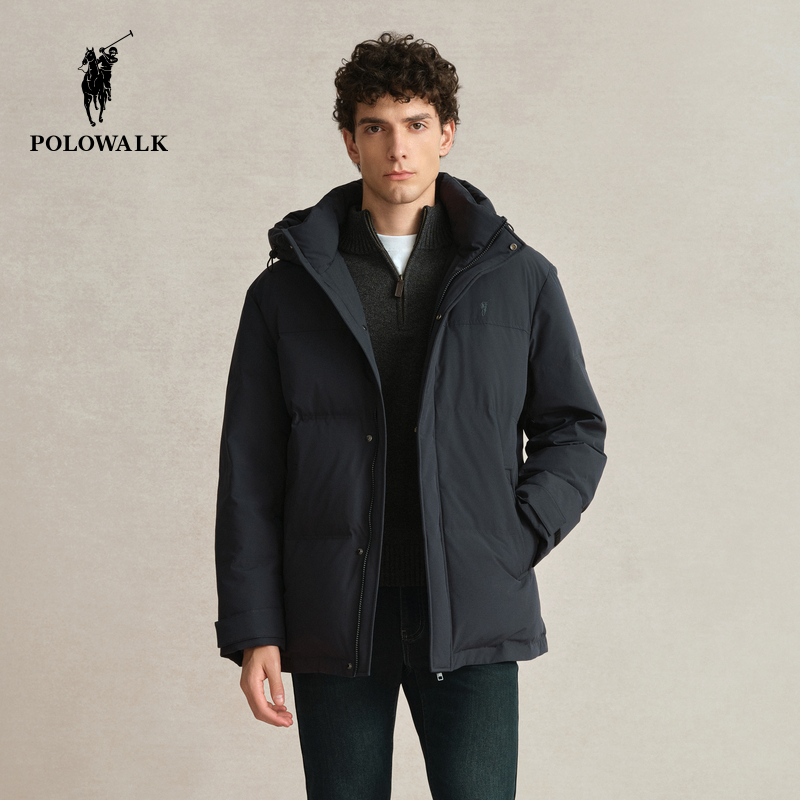 POLOWALK男士短款连帽羽绒服2024冬新款90绒加厚保暖时尚百搭外套