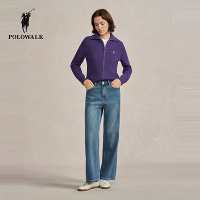 【特惠】POLOWALK女士长袖针织衫2025秋季新品老钱风百搭针织开衫