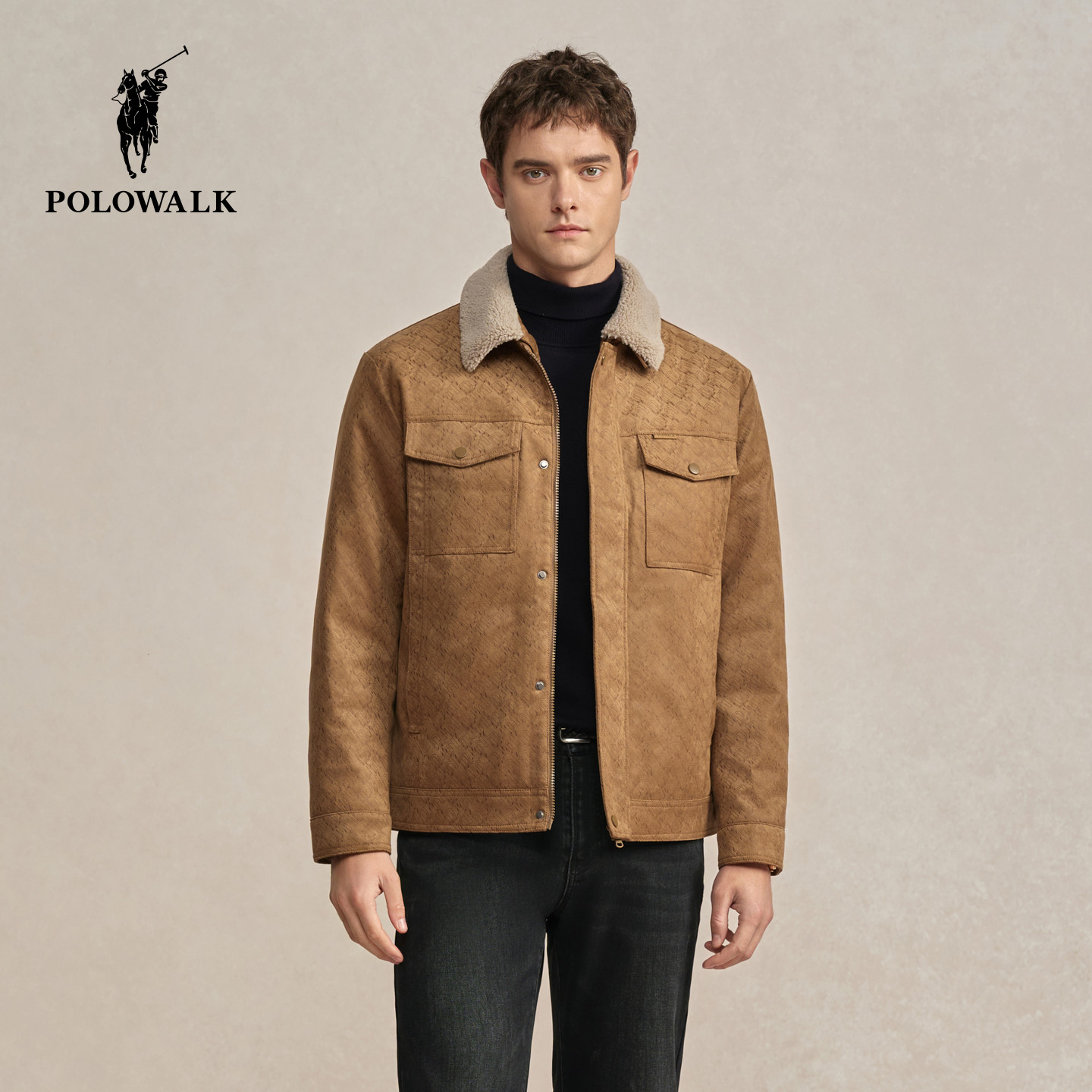 POLOWALK男式2025冬季新品90鸭绒男装复古羽绒可拆卸毛领外套,淘宝优惠券,粉丝福利购,淘宝优惠卷