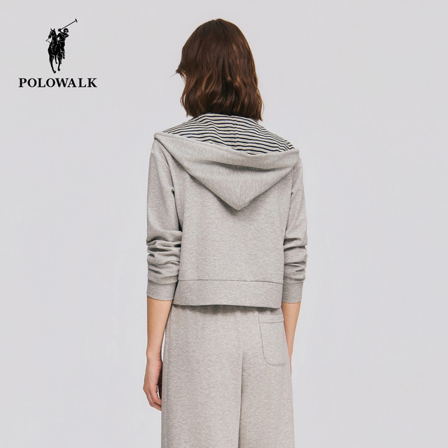 ເສື້ອເຊີດຜູ້ຍິງ POLOWALK 2026 ລະດູໃບໄມ້ປົ່ງໃໝ່ແບບງ່າຍດາຍ hooded jacket ຊຸດກິລາ