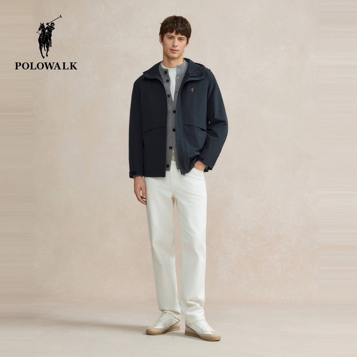 POLOWALK男装夹克2025秋季新品简约工装连帽夹克通勤百搭外套男式,淘宝优惠券,粉丝福利购,淘宝优惠卷