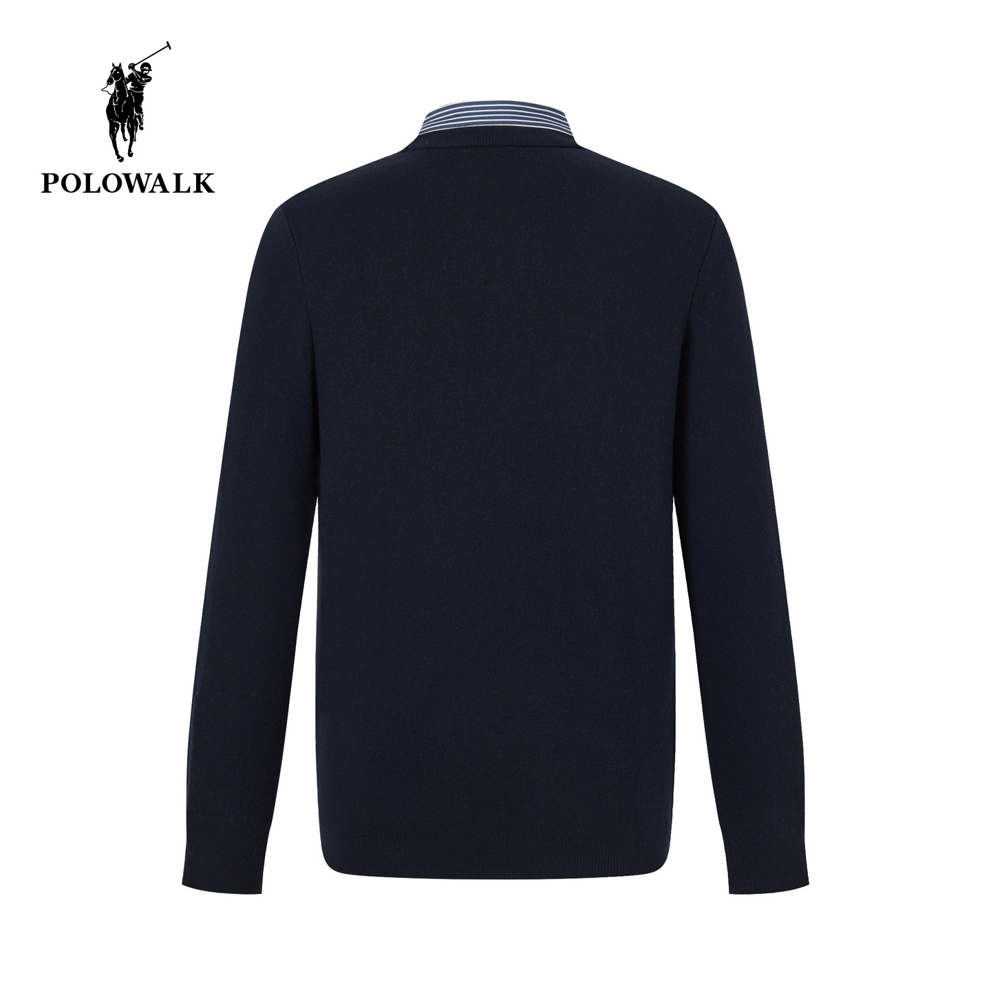 POLOWALK男式针织衫冬季款绅士风假两件衬衫领内搭套头加绒针织衫,淘宝优惠券,粉丝福利购,淘宝优惠卷