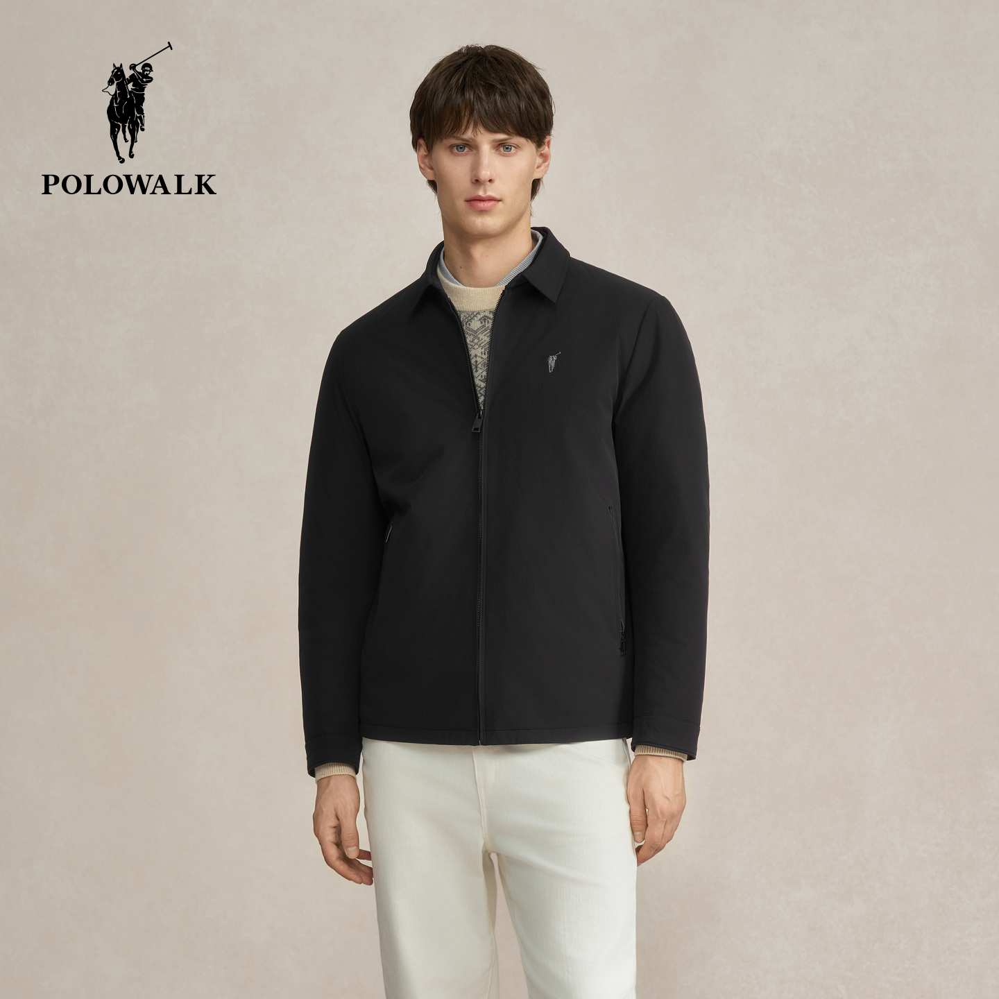 POLOWALK男式羽绒服2025冬季新品90鸭绒简约百搭翻领行政保暖外套 - 图1