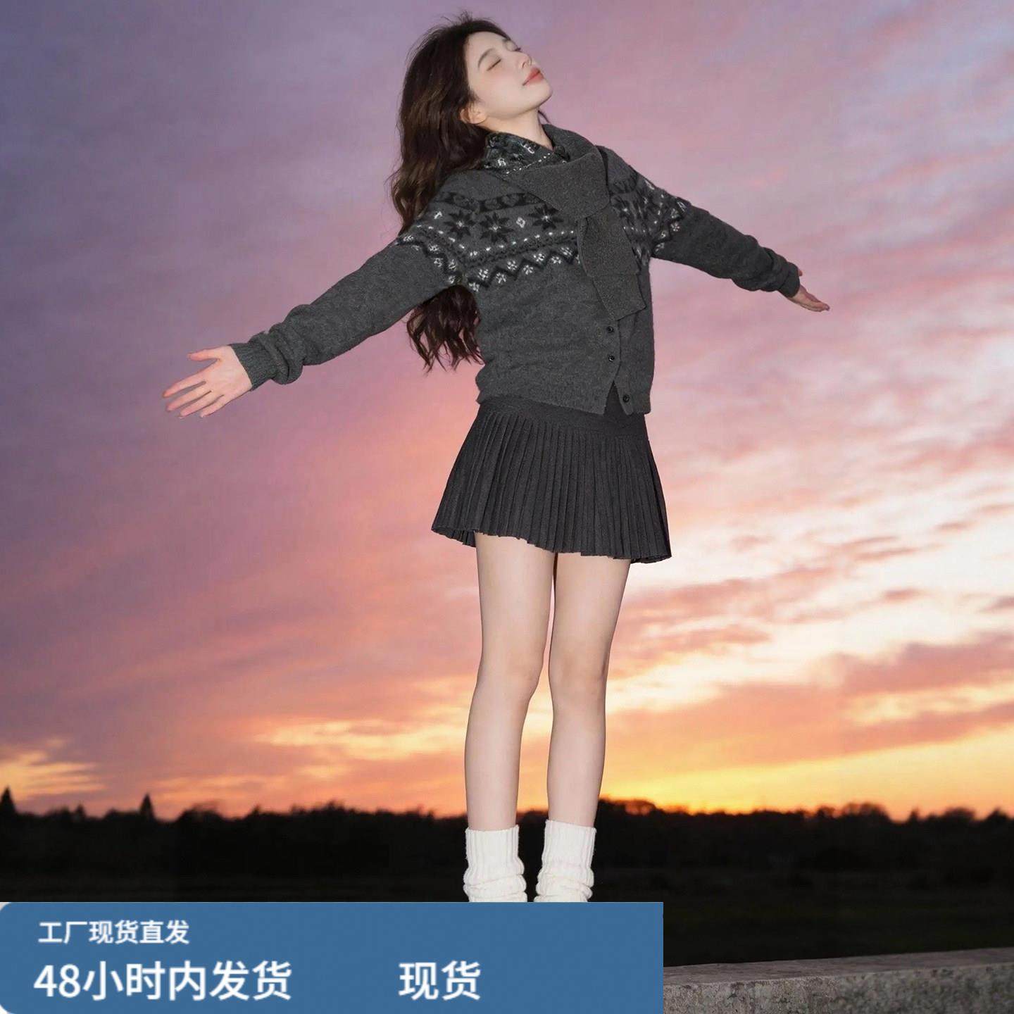 灰色围巾领挂脖毛衣女款2026新款超火减龄重要场合漂亮内搭打底春,淘宝优惠券,粉丝福利购,淘宝优惠卷