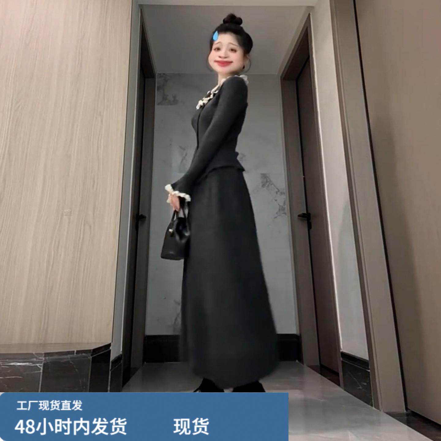 2025新款法式气质蕾丝花边针织连衣裙子女秋冬季内搭毛衣套装长裙,淘宝优惠券,粉丝福利购,淘宝优惠卷