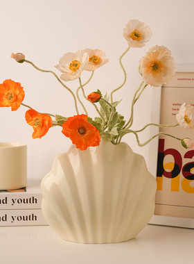 贝汉美高颜值创意贝壳陶瓷花瓶高级感摆件客厅装饰品女生闺蜜礼品