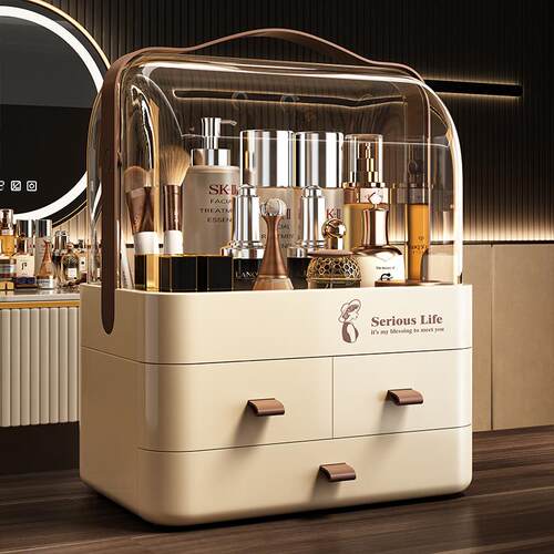 化妆品收纳盒桌面抽屉式高级感防尘大容量梳妆台护肤品面膜置物架 - 图0