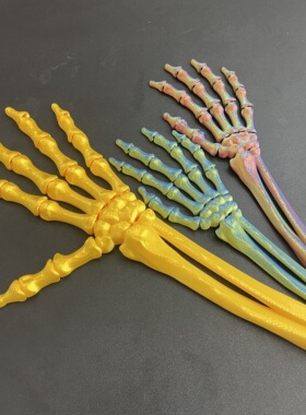 3D打印炫彩骷髅手臂模型摆台