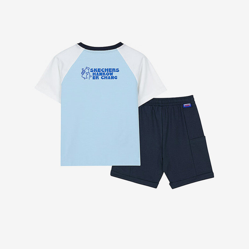 Skechers/斯凯奇正品汉口二厂联名夏季儿童短袖短裤运动套装,淘宝优惠券,粉丝福利购,淘宝优惠卷