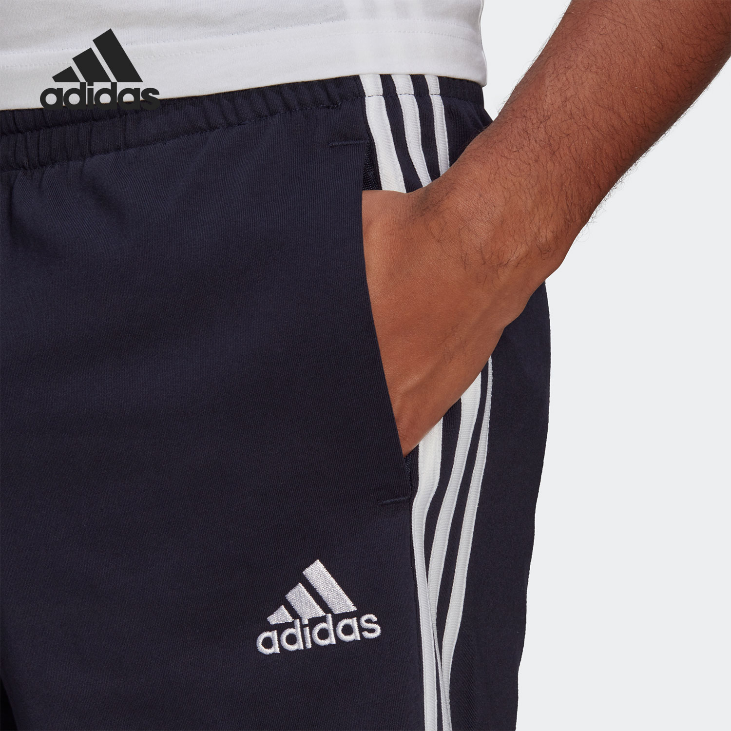 Adidas/阿迪达斯正品当季新款男子三道杠休闲运动短裤GK9989 - 图2