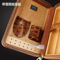 SHILOH Cuban cigar leather jacket solid wood Cuban cigar tool gift box with moisturizing function cigar knife lighter