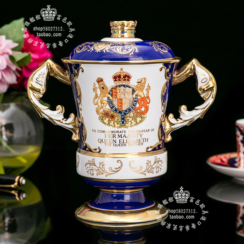 限量90英国Aynsley女王1990生日收藏大理石玄关壁炉陶瓷宝瓶摆件