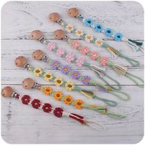 Handmade Woven Flowers Infant Pacifier Chain Cotton Rope Soot