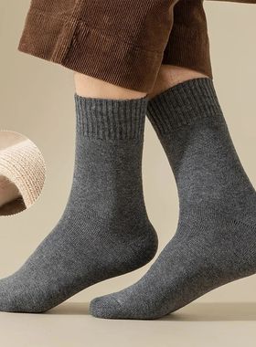 5 Pairs Men's Thick Thermal Terry Socks For Winter Mid-calf