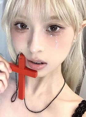 Fashion Punk Gothic Wood Cross Pendant Necklace for Women Me