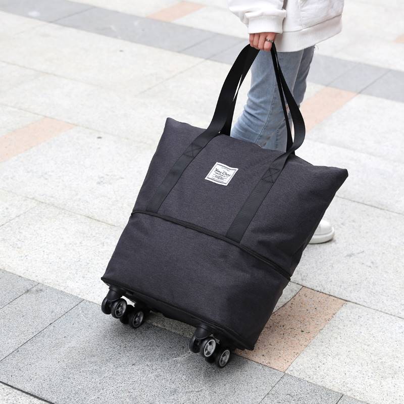 带轮子的行李袋学生住校行李包搬宿舍打包袋带滑轮打包带袋可扩展 - 图0