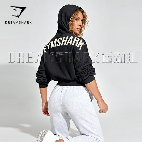 GYMSHARK肌肉鲨鱼短款连帽卫衣秋冬运动长袖CF综合训练毛圈健身服 - 图2