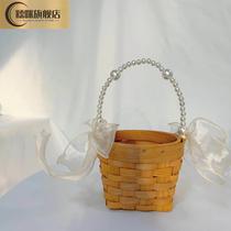 38 knots mini pearl rattan chile flower basket small flower basket lace silk screen yarn senteal wood piece to prepare flower basket salon flower art basket