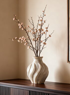 中古风艺术感花器客厅玄关装饰品摆件复古做旧干花插花高级感花瓶