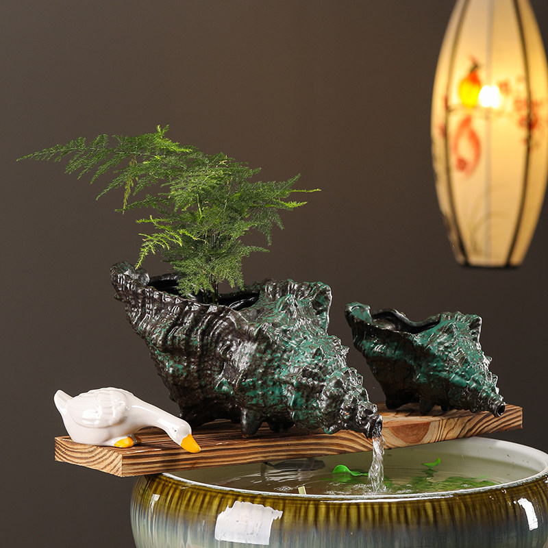 庭院花园鱼缸造景古法养鱼开口罐流水罐循环流水生态缸流水摆件,淘宝优惠券,粉丝福利购,淘宝优惠卷