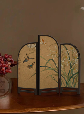 新中式国风茶室小摆台折叠小屏风