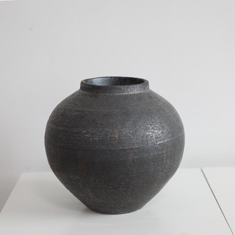 Atpeun景德镇高级感侘寂风枯枝复古粗陶瓷花瓶器做旧大圆罐日式居 - 图1