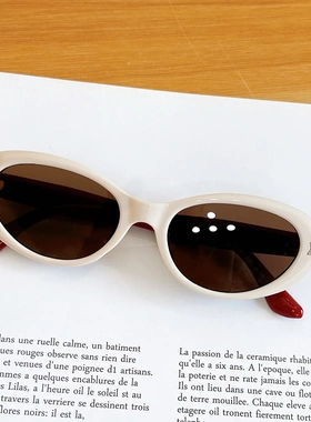 时尚度假风椭圆猫眼拍照出片墨镜 海边椰椰甜酷辣妹风太阳镜防晒