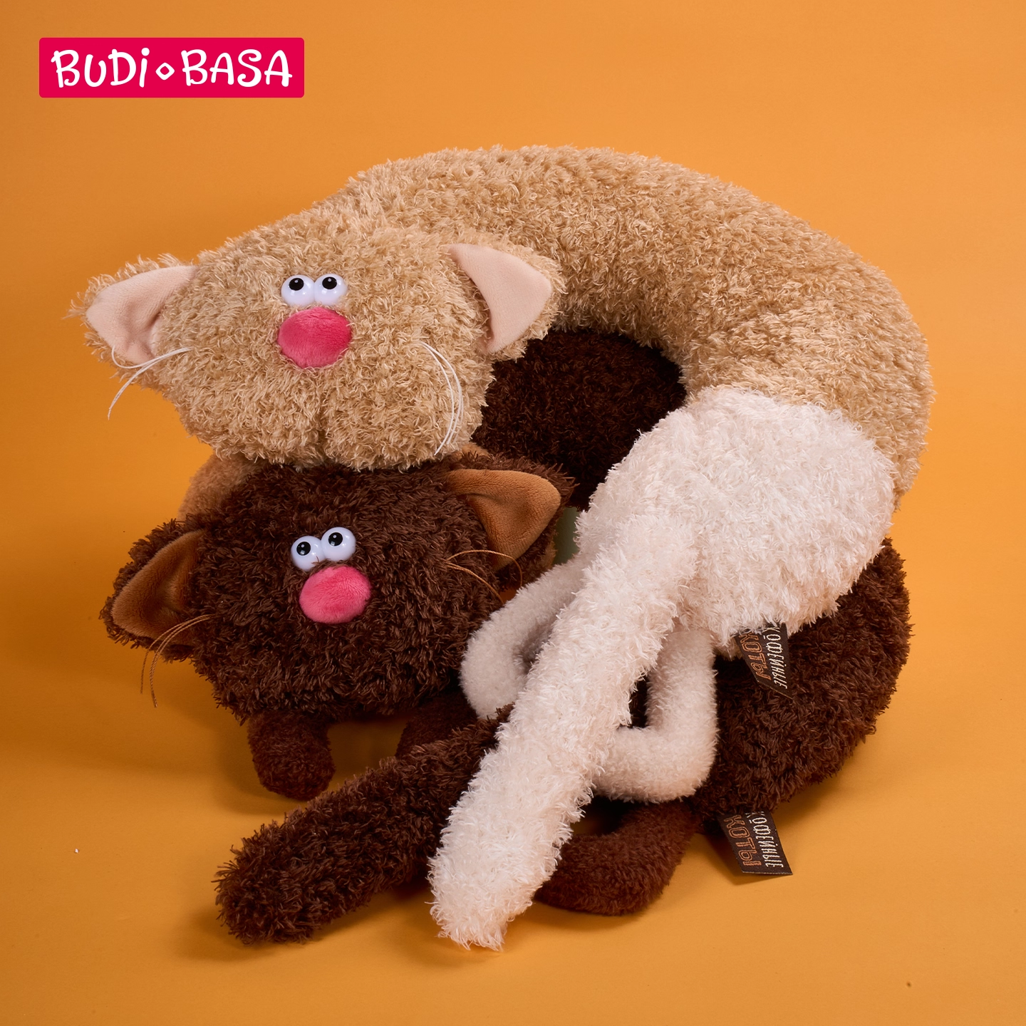 BUDIBASA巴迪宝思可爱咖啡猫颈枕开车坐车护颈枕U型枕眼罩二合一 - 图1