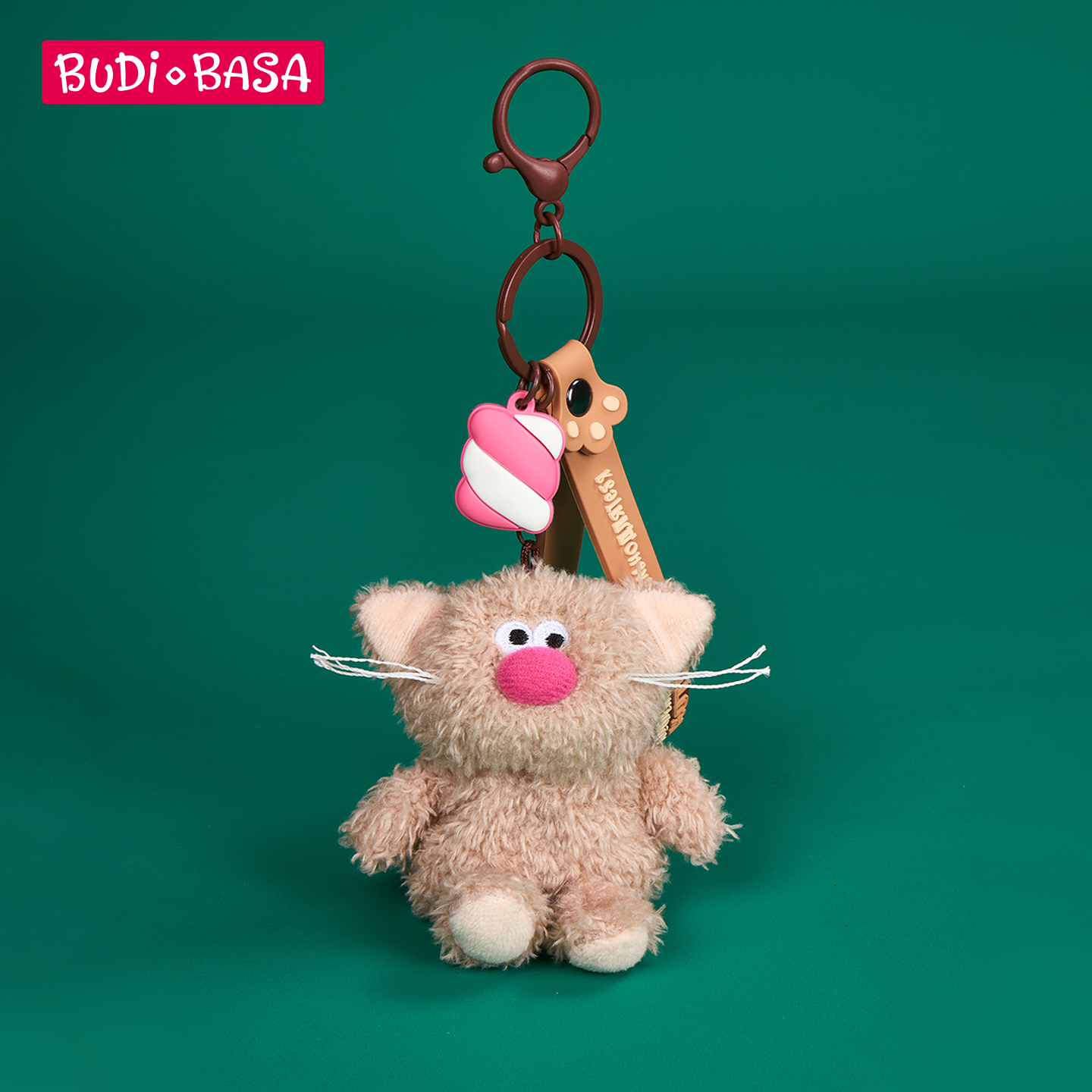 BUDIBASA巴迪宝思咖啡猫毛绒玩具挂件玩偶钥匙扣包包挂饰礼物公仔 - 图1