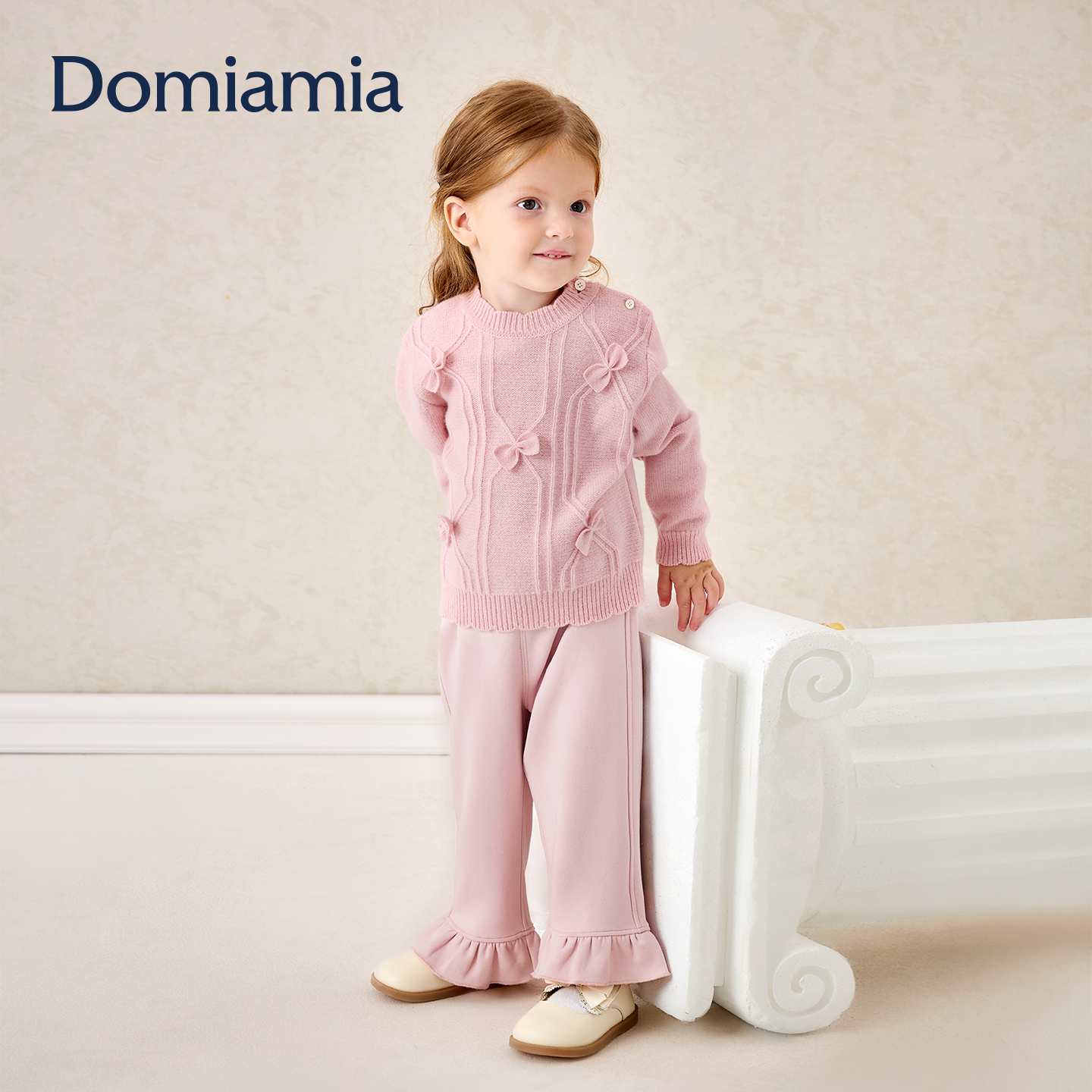 Domiamia女童毛衣内搭不扎女宝宝100%纯绵羊毛儿童保暖针织套头衫