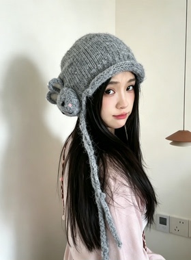 秋冬防寒护耳显脸小兔子帽