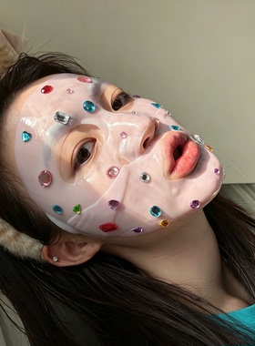 洋抖白女同款面膜贴钻彩色宝石贴纸脸部装饰DIY闺蜜拍照出片道具