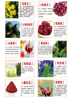 花茶贴纸贴画玫瑰花茶养生茶饮品奶茶店海报贴纸贴画广告装饰画